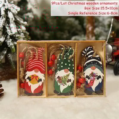 Navidad 2023 Crăciun 4-12 buc. Gnome Brad din lemn Pandantive Ornamente Revelion 2024 Cadou Decoratiuni de Craciun pentru casa Natal Noel Deco