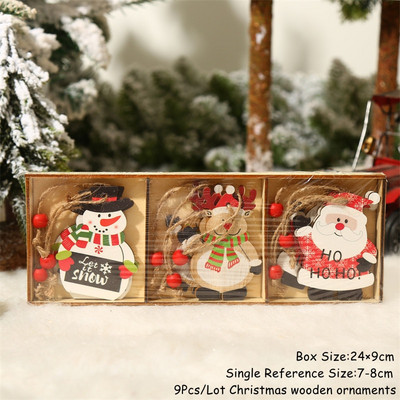 Navidad 2023 Crăciun 4-12 buc. Gnome Brad din lemn Pandantive Ornamente Revelion 2024 Cadou Decoratiuni de Craciun pentru casa Natal Noel Deco