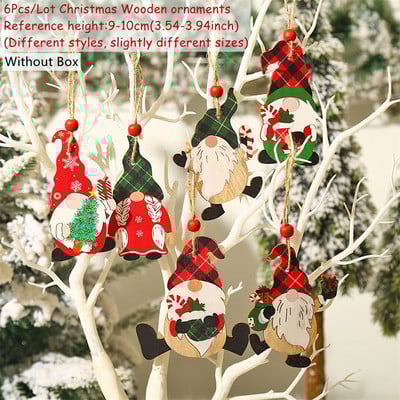 Navidad 2023 Crăciun 4-12 buc. Gnome Brad din lemn Pandantive Ornamente Revelion 2024 Cadou Decoratiuni de Craciun pentru casa Natal Noel Deco