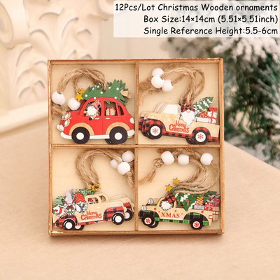 Navidad 2023 Crăciun 4-12 buc. Gnome Brad din lemn Pandantive Ornamente Revelion 2024 Cadou Decoratiuni de Craciun pentru casa Natal Noel Deco