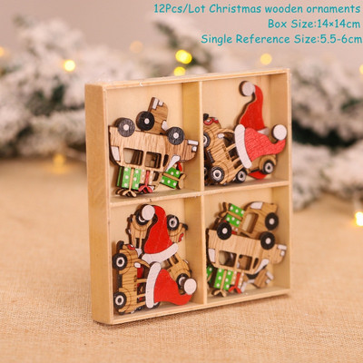 Navidad 2023 Crăciun 4-12 buc. Gnome Brad din lemn Pandantive Ornamente Revelion 2024 Cadou Decoratiuni de Craciun pentru casa Natal Noel Deco