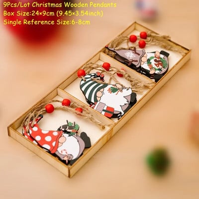 Navidad 2023 Crăciun 4-12 buc. Gnome Brad din lemn Pandantive Ornamente Revelion 2024 Cadou Decoratiuni de Craciun pentru casa Natal Noel Deco
