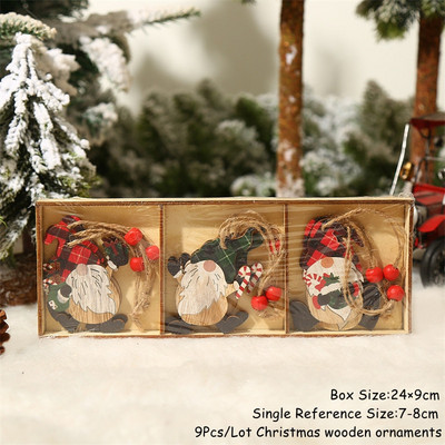 Navidad 2023 Crăciun 4-12 buc. Gnome Brad din lemn Pandantive Ornamente Revelion 2024 Cadou Decoratiuni de Craciun pentru casa Natal Noel Deco