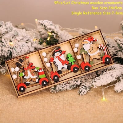 Navidad 2023 Crăciun 4-12 buc. Gnome Brad din lemn Pandantive Ornamente Revelion 2024 Cadou Decoratiuni de Craciun pentru casa Natal Noel Deco