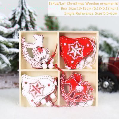 Navidad 2023 Crăciun 4-12 buc. Gnome Brad din lemn Pandantive Ornamente Revelion 2024 Cadou Decoratiuni de Craciun pentru casa Natal Noel Deco