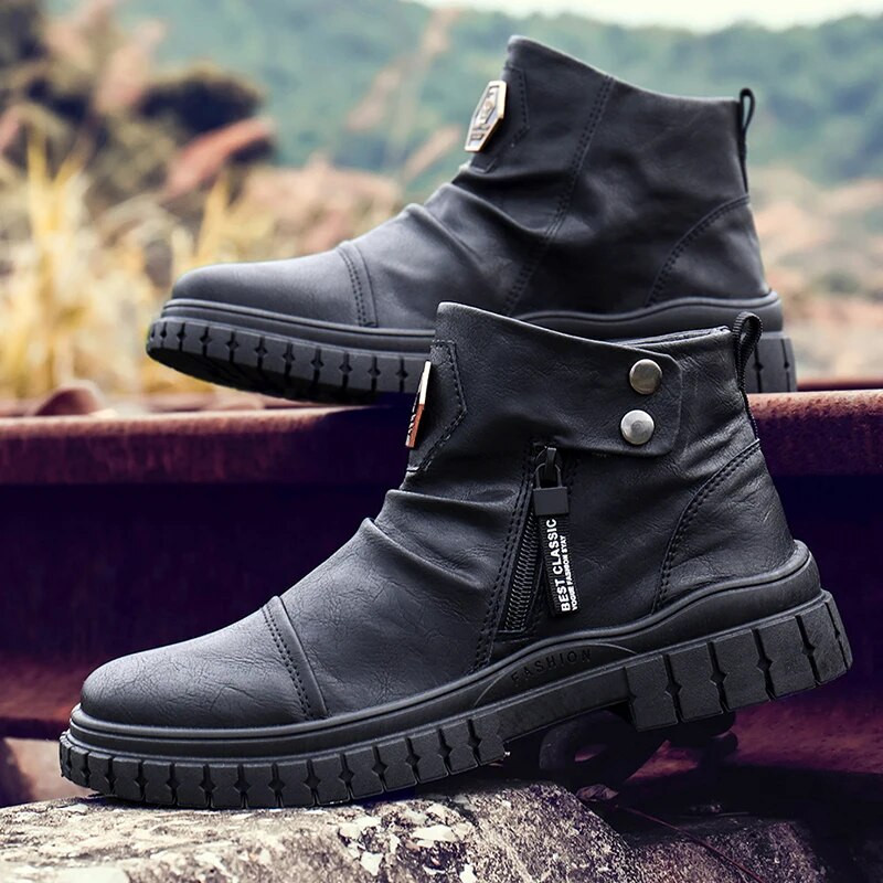 Ανδρικές λευκές μπότες βρετανικής μόδας Chelsea Trending High Top Ανδρικό Ύψος Αύξηση Πλατφόρμα Κοντής Μοτοσικλέτα Botas 39-45