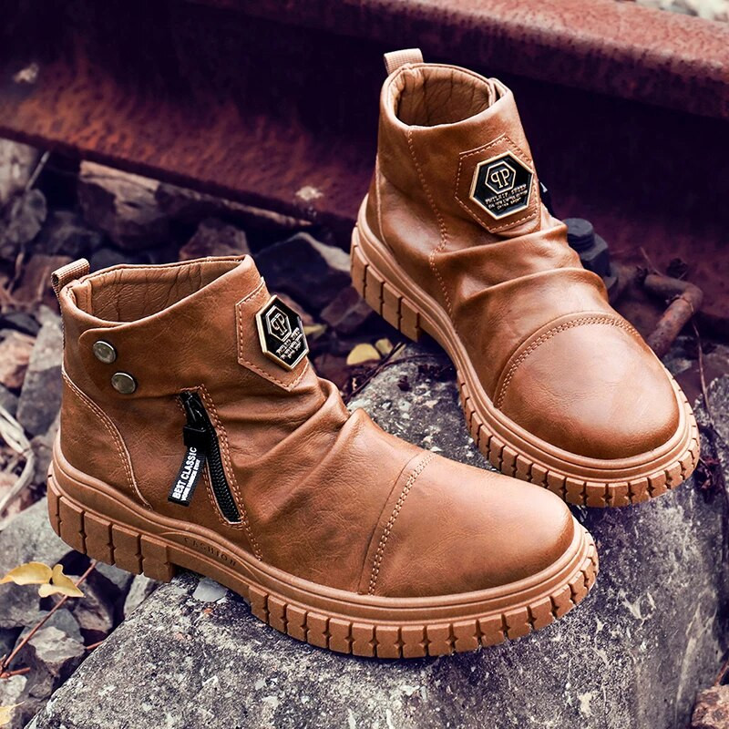 Ανδρικές λευκές μπότες βρετανικής μόδας Chelsea Trending High Top Ανδρικό Ύψος Αύξηση Πλατφόρμα Κοντής Μοτοσικλέτα Botas 39-45