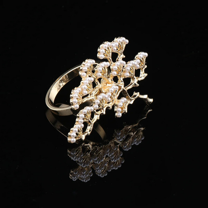 2 gab Crystal Ab Rhinestones banketu salvešu turētājs Gredzens priedes formas vakariņu restorāns