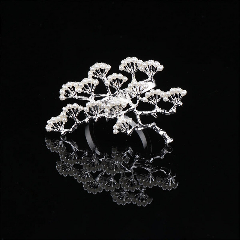 2 gab Crystal Ab Rhinestones banketu salvešu turētājs Gredzens priedes formas vakariņu restorāns