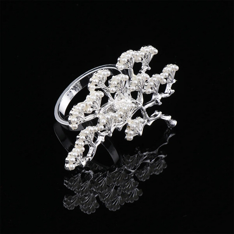 2 gab Crystal Ab Rhinestones banketu salvešu turētājs Gredzens priedes formas vakariņu restorāns