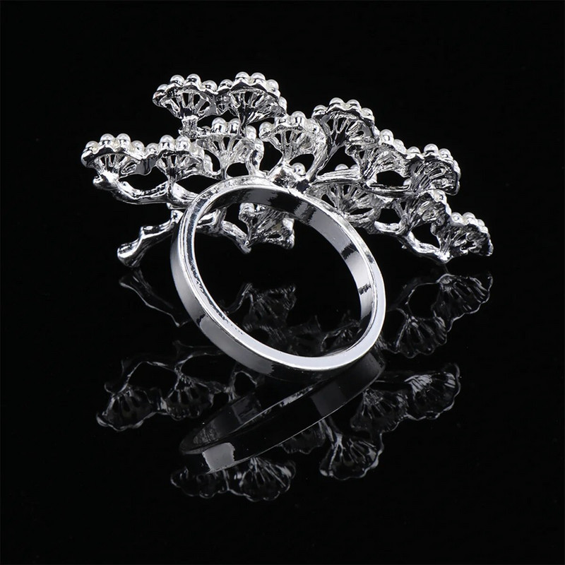 2 gab Crystal Ab Rhinestones banketu salvešu turētājs Gredzens priedes formas vakariņu restorāns