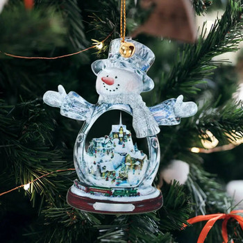 Коледно дърво Акрилен снежен човек Висящ висулка Коледна украса за дома Коледни подаръци Коледни подаръци Navidad Natal Нова година