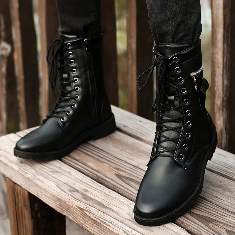 Mikrošķiedras āda Vīriešu militārie zābaki Vīriešu motociklu izjādes Medības pastaigu apavi Dizaineris Desert Botas Hombred