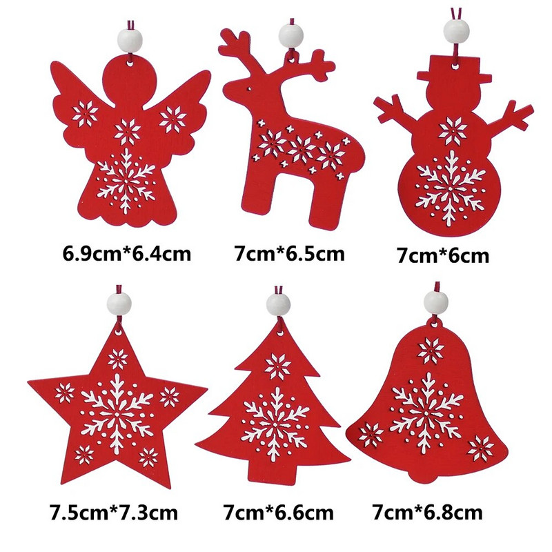 HUADODO 6Gb Sarkanbalts Koka Briedis Sniegavīrs Ziemassvētku Rotājumi Kuloni Rotājumi Ziemassvētku eglītei Mājas ballītei Bērnu Dāvana