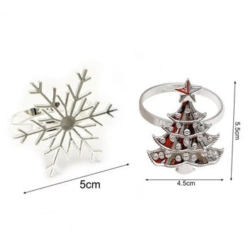 Χριστουγεννιάτικα δαχτυλίδια χαρτοπετσέτας 6 τμχ Αντισκουριά Εξαιρετικό κράμα ασημί Χρώμα Snowflake Χριστουγεννιάτικη θήκη για πάρτι