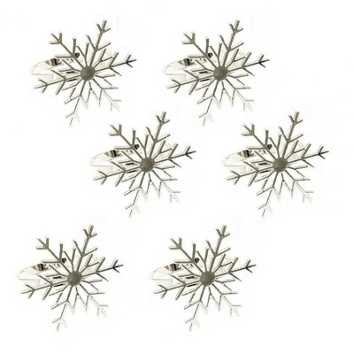 6Gb Ziemassvētku salvešu gredzeni Pretrūsas izsmalcināta sakausējuma sudraba krāsa Snowflake Ziemassvētku salvešu gredzenu turētājs ballītei