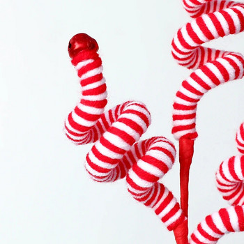 1/2 τεμ. Κόκκινες λευκές μάλλινες καμπάνες Κλαδιά από ζαχαροκάλαμο για χριστουγεννιάτικο ντεκόρ χριστουγεννιάτικου δέντρου DIY Βάζο στεφάνι για το σπίτι
