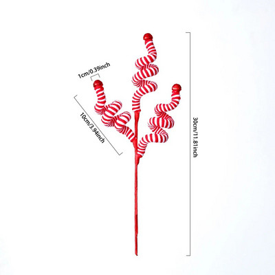 1/2 gab. Sarkani, balti vilnas zvaniņi, konfekšu spieķu zari Ziemassvētku koku galotņu dekorēšanai DIY mājas amatniecība Vāzes vainags Ziemassvētku rotājumi