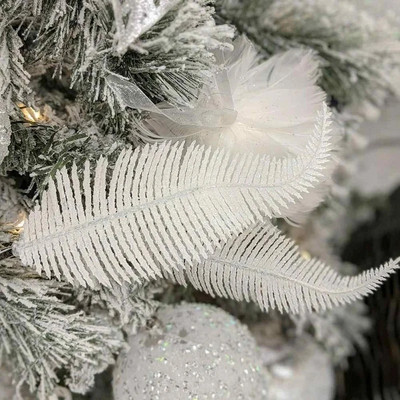 3 gab. Mirdzoši spalvu mākslīgās lapas klips Ziemassvētku eglītes rotājums Ziemassvētku ballīte mājas dekorēšana Navidad Jaungada kāzu ziedi