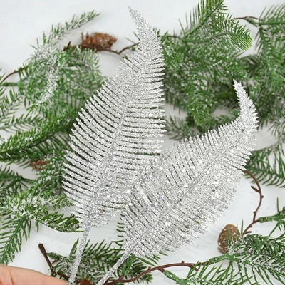 3 τμχ Glitter Feather Τεχνητά Φύλλα Κλιπ Χριστουγεννιάτικο Στολίδι Χριστουγεννιάτικο Πάρτυ Διακόσμηση σπιτιού Navidad Πρωτοχρονιάτικα λουλούδια γάμου