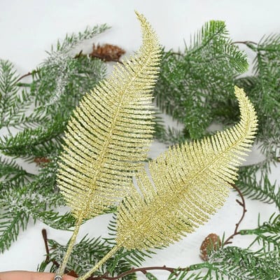 3 τμχ Glitter Feather Τεχνητά Φύλλα Κλιπ Χριστουγεννιάτικο Στολίδι Χριστουγεννιάτικο Πάρτυ Διακόσμηση σπιτιού Navidad Πρωτοχρονιάτικα λουλούδια γάμου