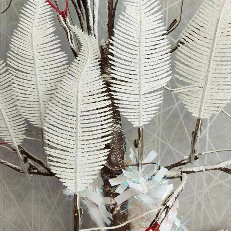 3 τμχ Glitter Feather Τεχνητά Φύλλα Κλιπ Χριστουγεννιάτικο Στολίδι Χριστουγεννιάτικο Πάρτυ Διακόσμηση σπιτιού Navidad Πρωτοχρονιάτικα λουλούδια γάμου