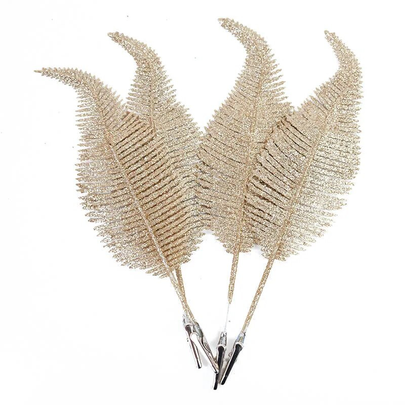 3 τμχ Glitter Feather Τεχνητά Φύλλα Κλιπ Χριστουγεννιάτικο Στολίδι Χριστουγεννιάτικο Πάρτυ Διακόσμηση σπιτιού Navidad Πρωτοχρονιάτικα λουλούδια γάμου