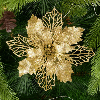 5τμχ 9-16cm Glitter Τεχνητά Χριστουγεννιάτικα Λουλούδια Διακοσμήσεις Χριστουγεννιάτικου Δέντρου για Σπίτι Ψεύτικα λουλούδια Χριστουγεννιάτικα Στολίδια Πρωτοχρονιάτικη διακόσμηση