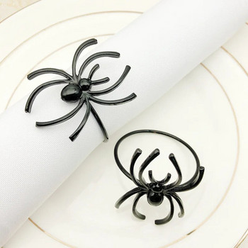 10 τμχ/παρτίδα Δαχτυλίδι χαρτοπετσέτας μαύρο δαχτυλίδι αράχνη με πόρπη χαρτοπετσέτας κατάλληλο για διακόσμηση επιφάνειας εργασίας πάρτι Halloween Ghost Festival