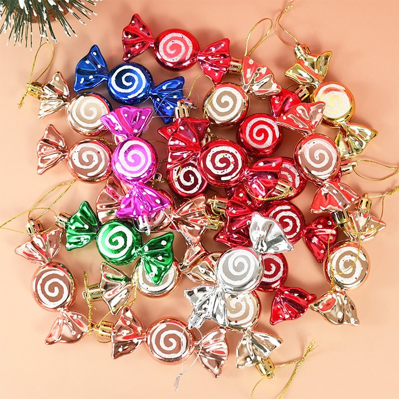 6 бр./кутия Коледна елха Бонбони Висулки Коледна патерица Бонбони Висящи орнаменти за дома Коледна декорация Navidad Новогодишни подаръци