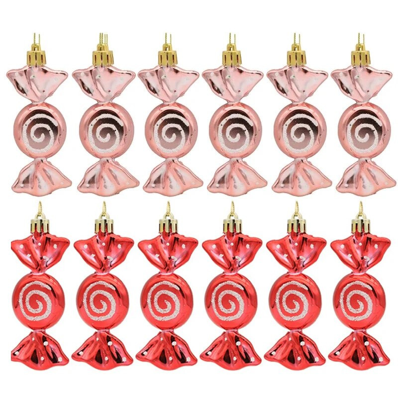 6 бр./кутия Коледна елха Бонбони Висулки Коледна патерица Бонбони Висящи орнаменти за дома Коледна декорация Navidad Новогодишни подаръци