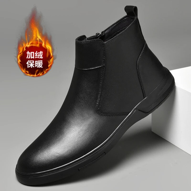 Új Chelsea csizma férfi fekete  alkalmi légáteresztő boka motoros magas felső cipő Férfi brit stílusú bőrcsizma