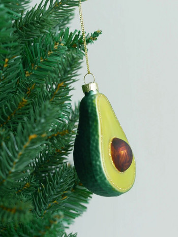 Στολίδι για Χριστουγεννιάτικο Δέντρο από γυαλί αβοκάντο Πράσινα μπιχλιμπίδια με φρούτα από αβοκάντο Κρεμαστά στολίδια Χριστουγεννιάτικου δέντρου 2024 Πρωτοχρονιά Navidad
