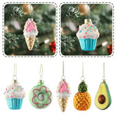 2024. gada Jaunais gads, zaļš avokado stikla rotājums, stikla auglis, piekārts, Ziemassvētku eglīšu rotājumi, Ziemassvētku piegāde