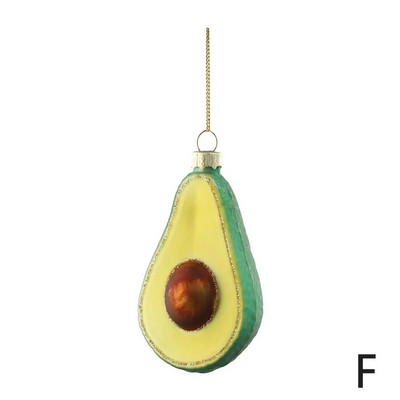 2024. gada Jaunais gads, zaļš avokado stikla rotājums, stikla auglis, piekārts, Ziemassvētku eglīšu rotājumi, Ziemassvētku piegāde