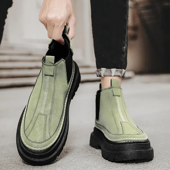 2023 Висококачествени обувки за мъже Мъжки ботуши с приплъзване Нови шевни кожени ежедневни обувки Горещи разпродажби Ботуши с кръгла глава Поддържайте топлината