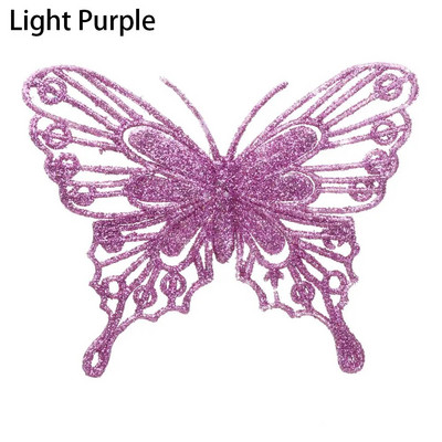 5gab Ziemassvētku tauriņi Ziemassvētku eglīšu rotājumi, viena slāņa zelta pulveris, mirdzošs mākslīgais zieds, DIY, Ziemassvētku dekors