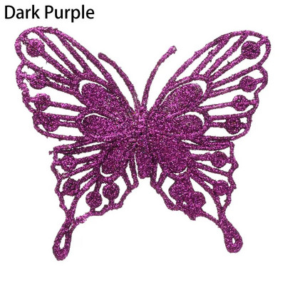 5gab Ziemassvētku tauriņi Ziemassvētku eglīšu rotājumi, viena slāņa zelta pulveris, mirdzošs mākslīgais zieds, DIY, Ziemassvētku dekors