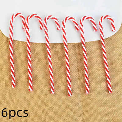 6 бр. Коледни висулки от бонбони, червени бонбони, патерица, коледно дърво, висяща украса за дома, новогодишни подаръци, Navidad Noel Орнаменти