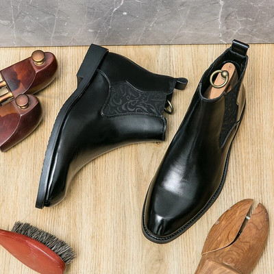 Talvised moodsad uued meeste mustad pruunid püksid Chelsea poolsaapad, meeste kõrged ülaosad, iga päev sobivad kingad