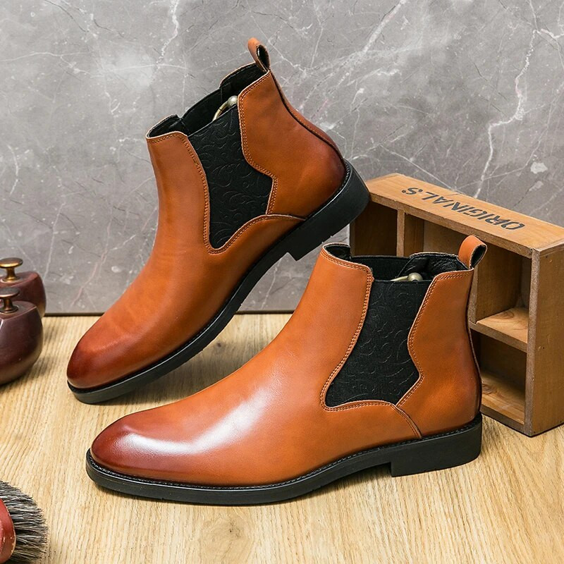 Talvised moodsad uued meeste mustad pruunid püksid Chelsea poolsaapad, meeste kõrged ülaosad, iga päev sobivad kingad