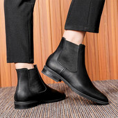 Vīriešu Chelsea zābaki ādas potītes kurpes ar augstu augšdaļu ar smailu purngalu Zīmols Retro Ērts, liels izmērs 47 48