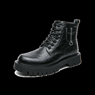 Мъжки модни тенденции Бизнес ботуши от кожа Ботуши с дебели подметки с кръгли пръсти Маратонки за разходка Ежедневно пътуване до работното място Ежедневни ботуши