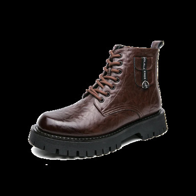 Мъжки модни тенденции Бизнес ботуши от кожа Ботуши с дебели подметки с кръгли пръсти Маратонки за разходка Ежедневно пътуване до работното място Ежедневни ботуши