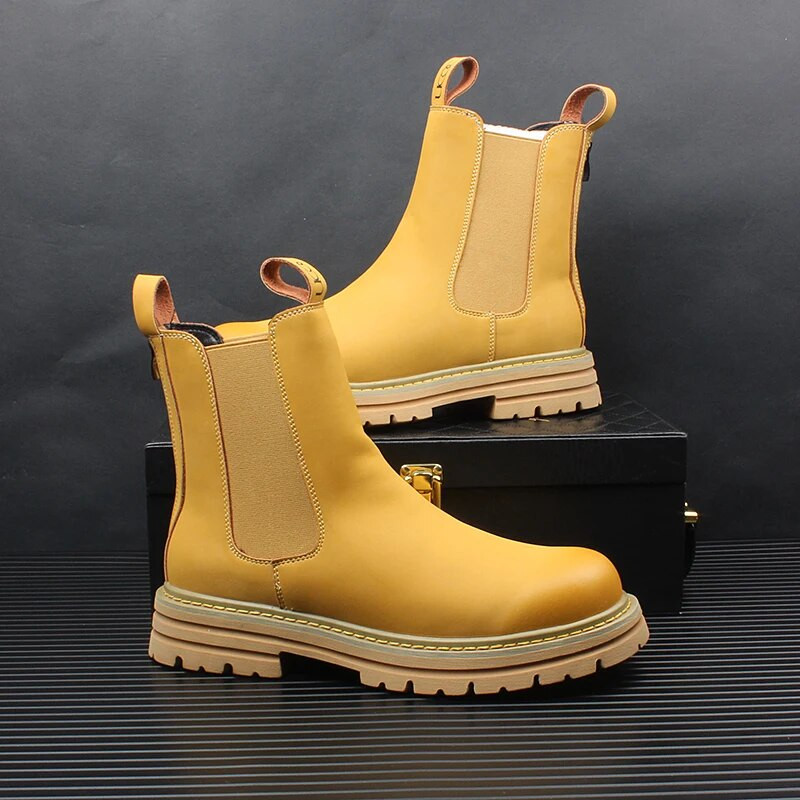 Jaunums Vīriešu modes ikdienas potītes Chelsea zābaki ziemas silti, īsi plīša britu stila slip uz retro kedas Botas Hombre