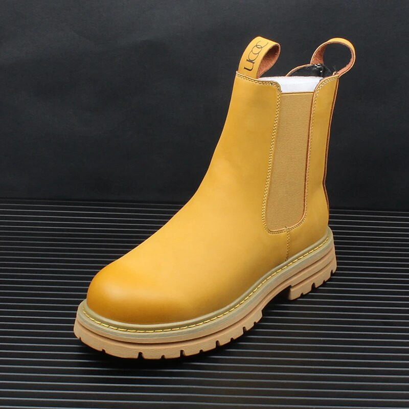 Jaunums Vīriešu modes ikdienas potītes Chelsea zābaki ziemas silti, īsi plīša britu stila slip uz retro kedas Botas Hombre