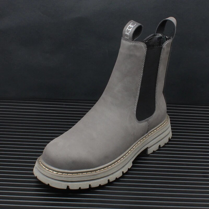 Jaunums Vīriešu modes ikdienas potītes Chelsea zābaki ziemas silti, īsi plīša britu stila slip uz retro kedas Botas Hombre