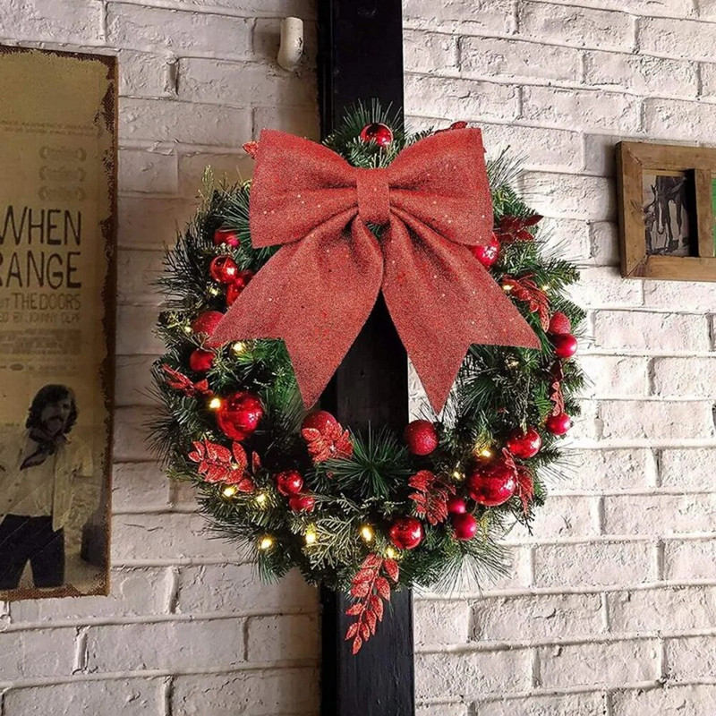 2gab Ziemassvētku bantes, piekārtas rotājumi Zelta sudraba bantīte Ziemassvētku eglītes mirdzoši rotājumi Amatniecība Jaungada Ziemassvētku ballītes dekors