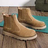 Jaunas modes govs zamšādas vintage vīriešu apavi Augstas kvalitātes āra darba potīšu zābaki Britu rudens ziemas tuksneša Chelsea zābaki