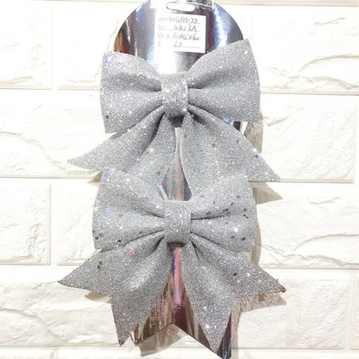 2 τμχ Χριστουγεννιάτικα Φιόγκοι Κρεμαστά Διακοσμητικά Χρυσό Ασημί Φιόγκος Χριστουγεννιάτικο Δέντρο Φιόγκος Στολίδια Πρωτοχρονιάτικο Χριστουγεννιάτικο πάρτι